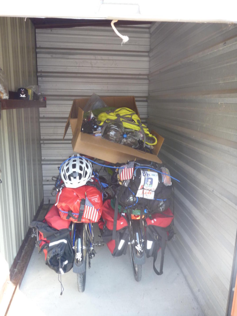Storing our bikes. 