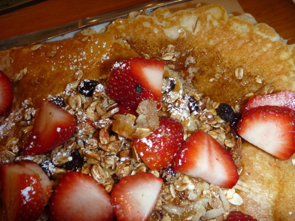 Granola strawberry pancakes...ready for the day's ride. 