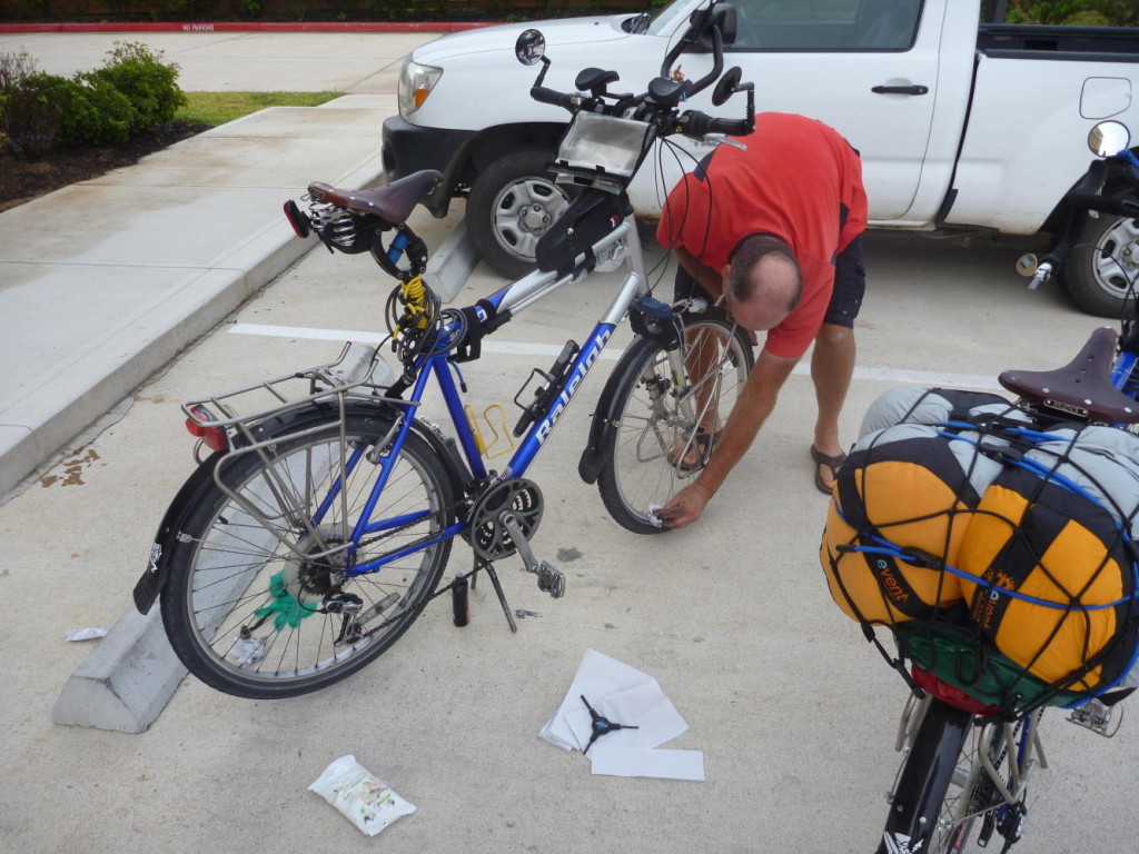 Cleaning and lubing the bikes. 