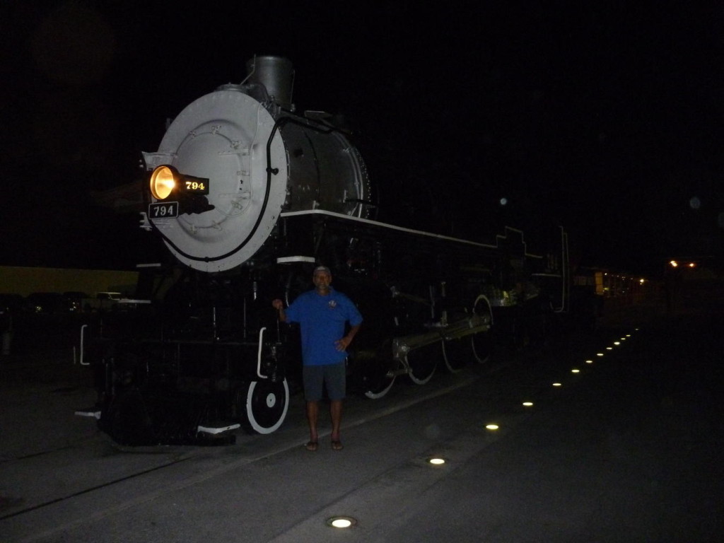 Old train in downtown. 