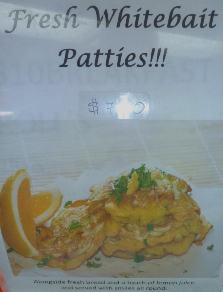 There is a Whitebait Festival in Christchurch. I didn't know what it was. The lady at lunch said it was a delicacy and only certain times of the year. 