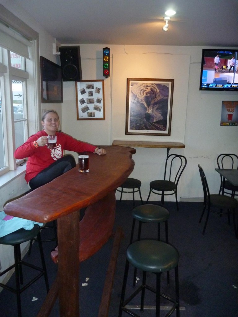 Jocelyn enjoying a local brew. 
