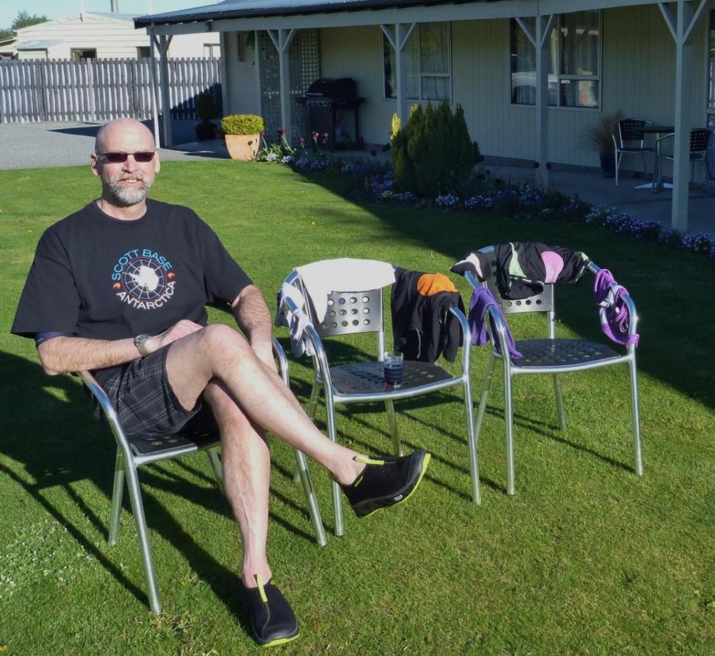 After 8 months on the ice I am catching some rays and ZZZZ's waiting for the laundry to dry. What a nice day. Same old Scott Base t-shirt as it is the only one I packed. After 8 months on the ice this felt so good along with the smells and birds singing. 