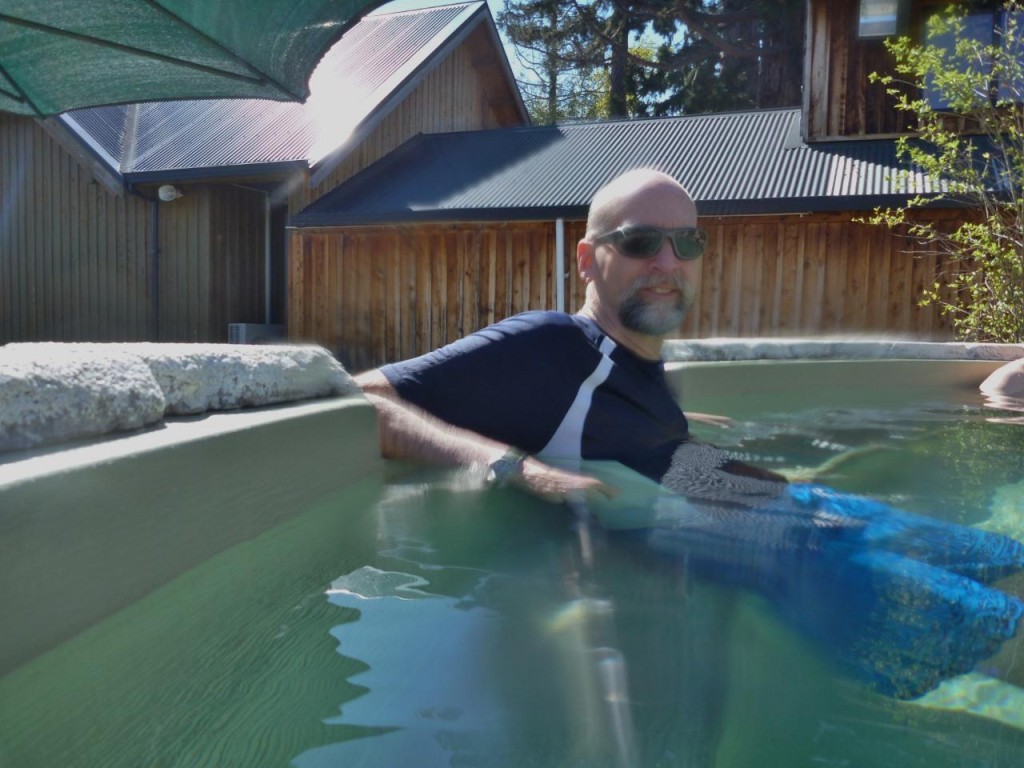 At the Hanmer Springs Thermal Pools. A lot warmer than my 28 degF (with air temp at -50 degF)Antarctic polar plunge during midwinter in July. 
