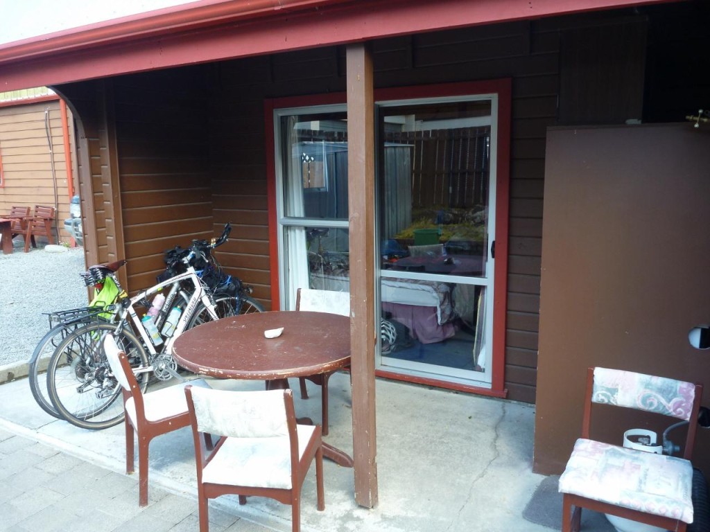 Our bikes on our patio. 