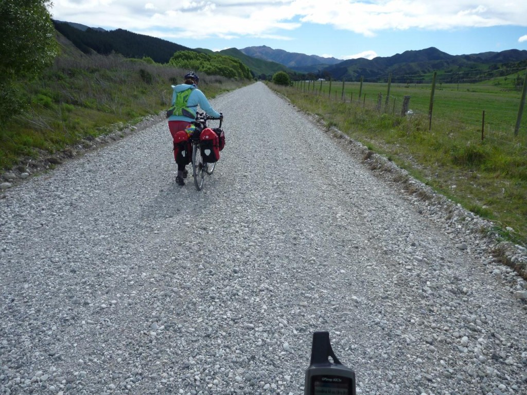 Only 1.5 km to go on this gravel road. 