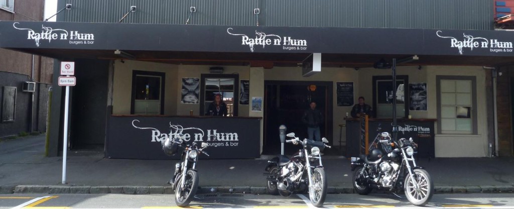 At a local biker bar for an early dinner. The food was great and plentiful. 