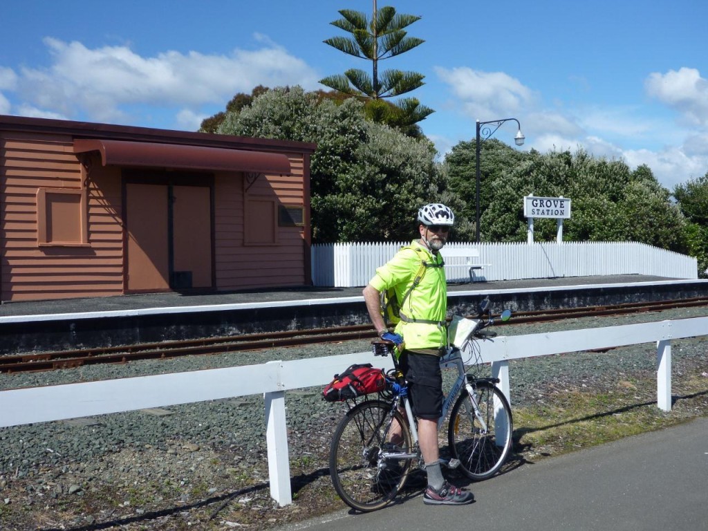 A very small train station. 