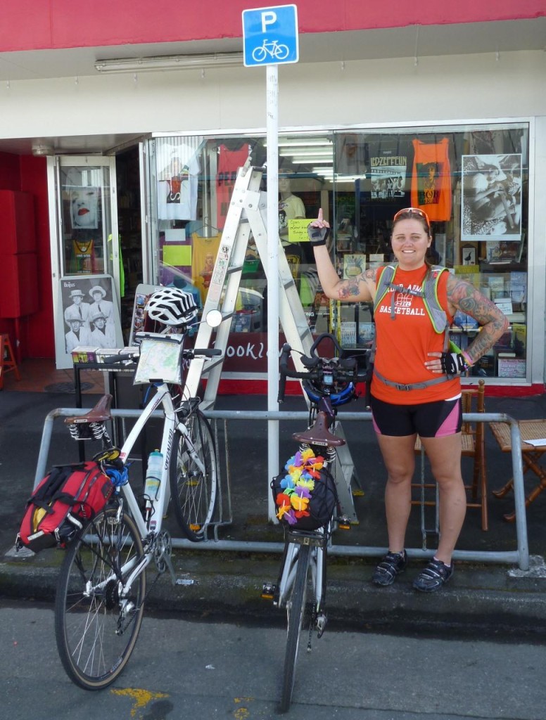 Bicycle parking on the street. 