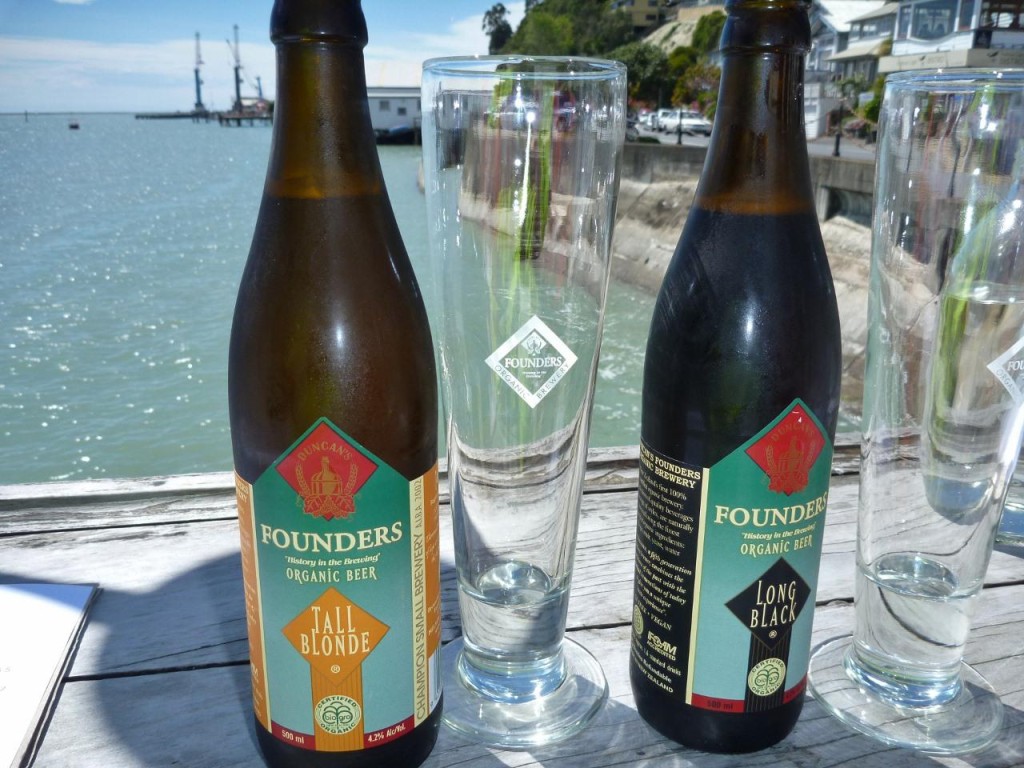 A fine lunch that included two craft organic beers. 