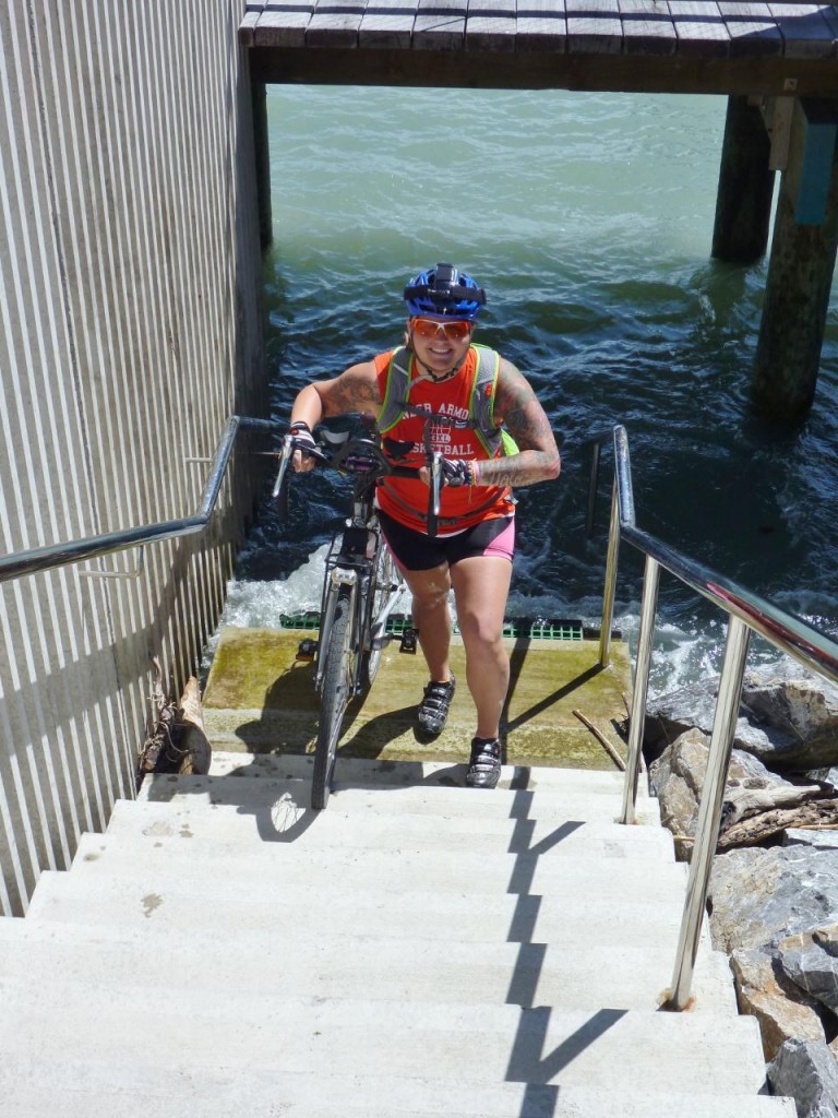 Jocelyn coming up from the ocean. 