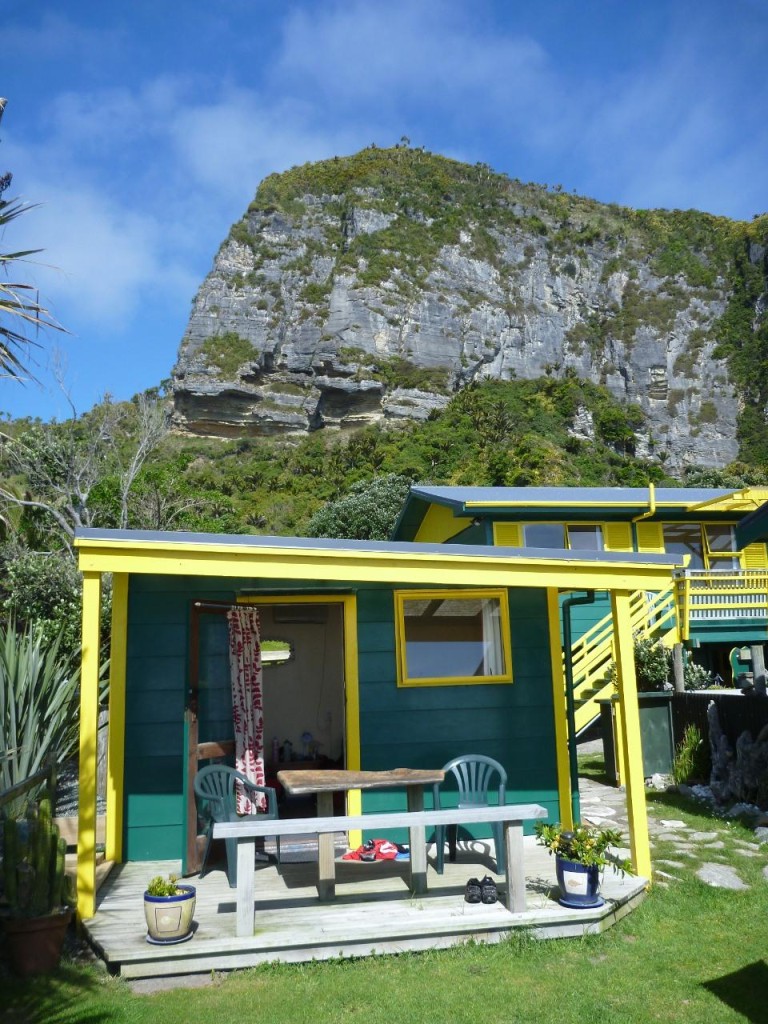 Our cottage with magnificent cliffs in the background. 