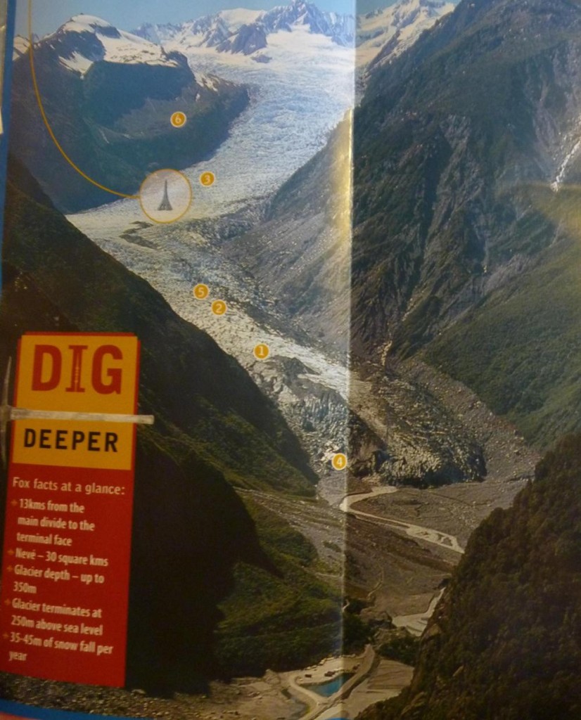 A brochure showing Fox Glacier. 