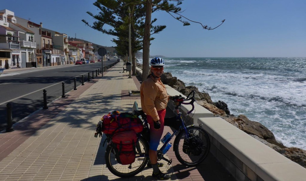 Back on the coast the headwind was strong. Waves on the Med. 