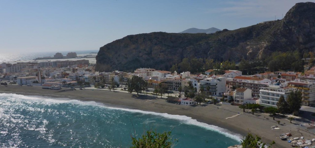  We made it wind and all. Our lunch spot was the small cafe on the beach (right of the middle).  