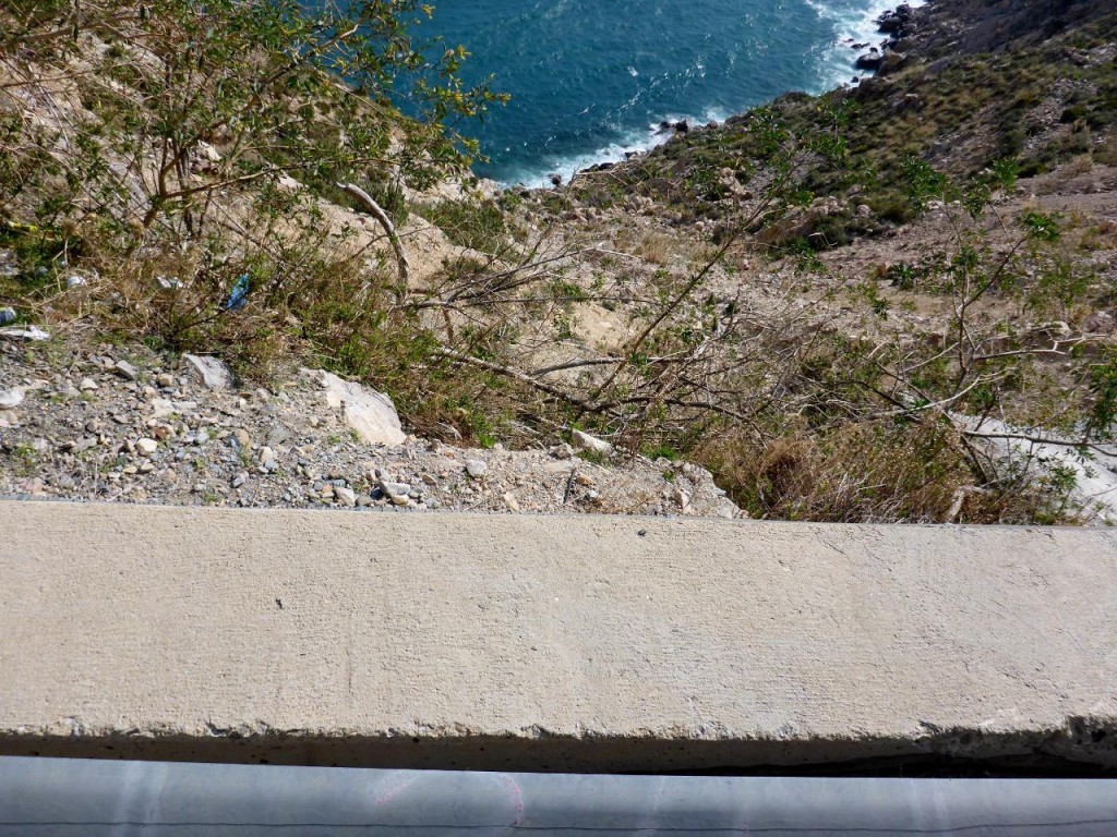 If you go over the rail here it is over 600 feet to the sea. 