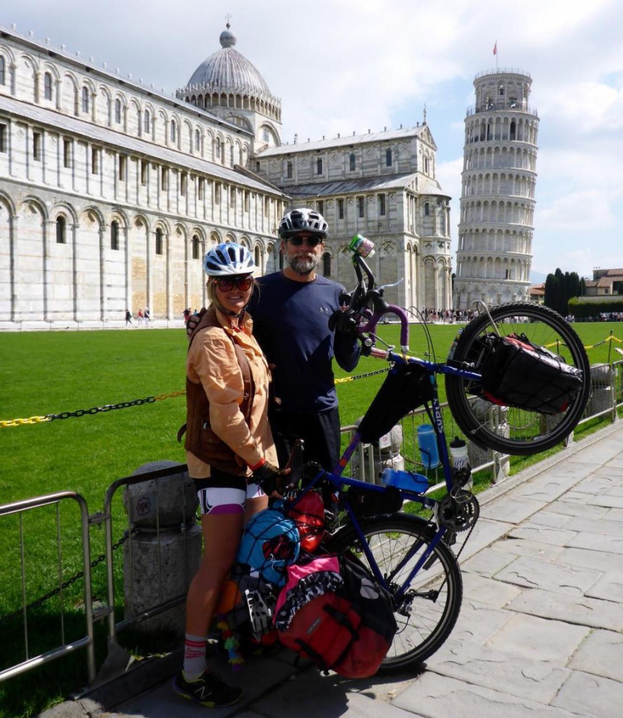 Riding a bicycle to Pisa - a classic moment. 