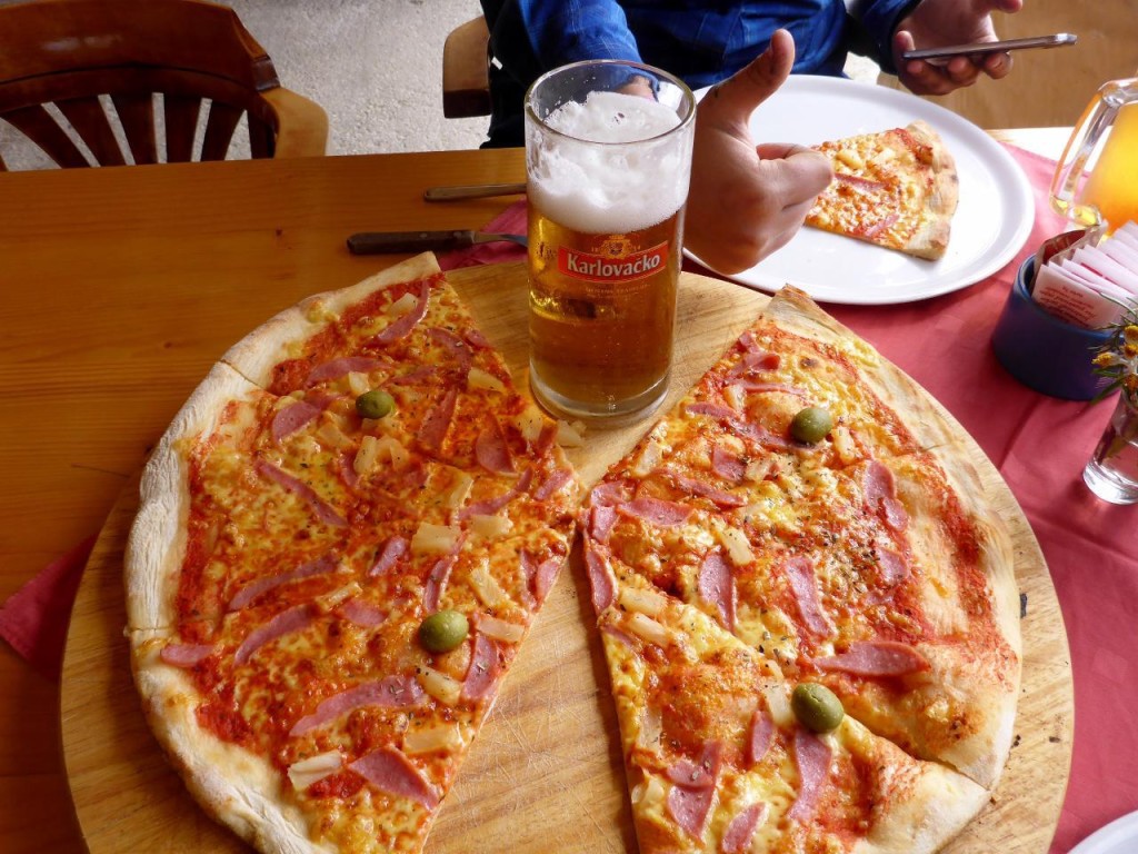 We have eaten pizza from Morocco to Croatia. Our favorite pizza is made in Croatia. And one of our favorite beers is from Croatia - Karlovacko. 