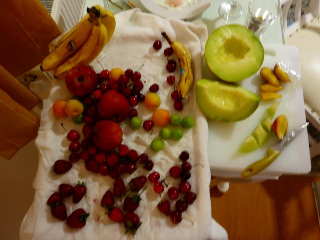 On our first day we bought a load of fresh fruit and gorged on it. 