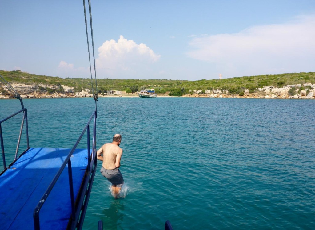 We took a boat ride to Didim. On the way back we anchored and swim call was announced. 