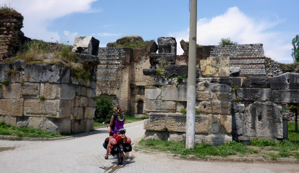   A wall surrounds the old city of Isnik, Turkey.  