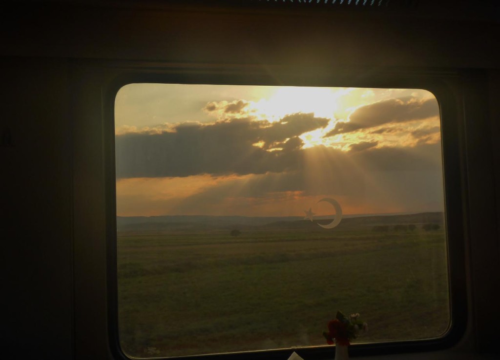 Sunset from the dining car. 