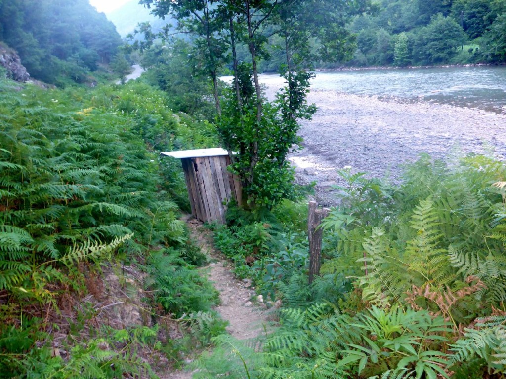The outhouse that dumped onto the river. 