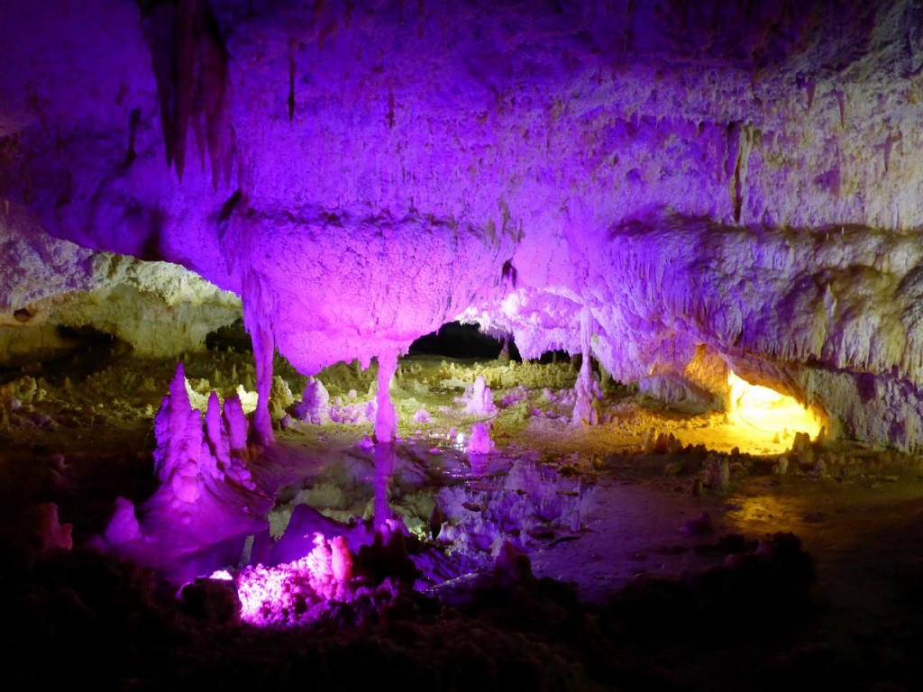 Cave formations enhanced with lighting. 