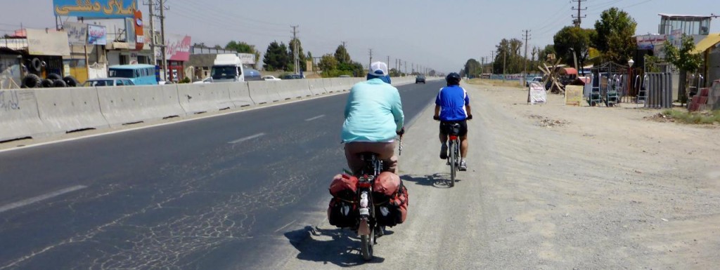 Hamid riding point as we ride towards Karaj. 