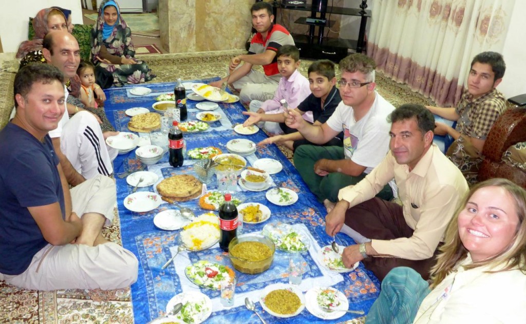Our 2nd night in the village of Sayid Abad. Dinner at 11 pm. The main course was barley soup which was so delicious that we had it for breakfast the next day. Our host (left 2nd up) is a school teacher so we asked him lots of questions since my wife is also a teacher. School kids are pretty much the same everywhere. This was followed by melon fruit desert after midnight. 