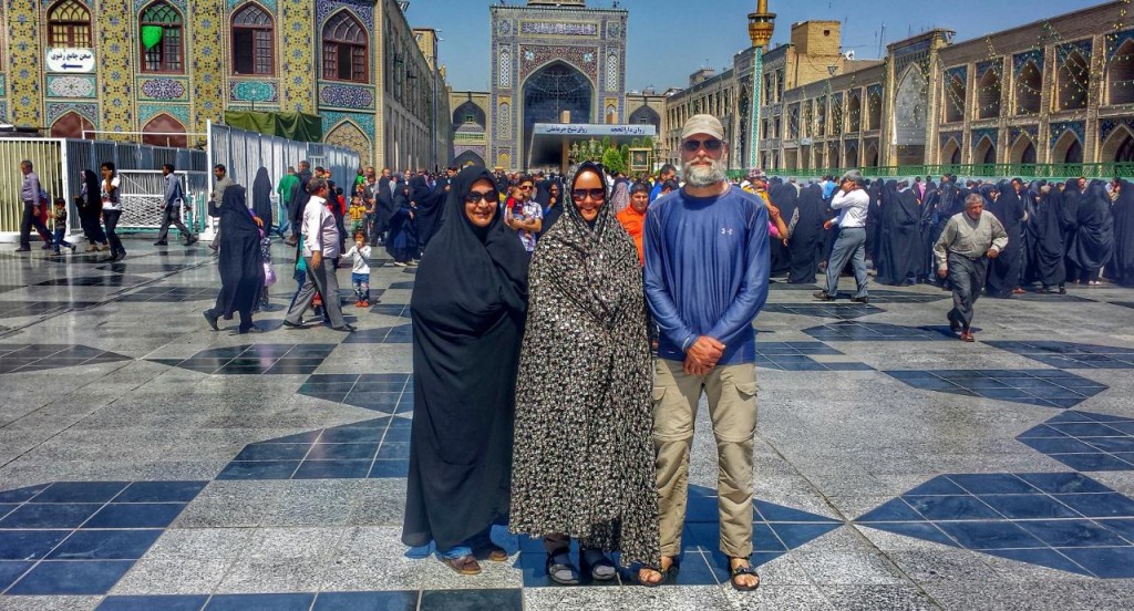 We visited Iran's only Holy Shrine and the largest mosque in the world thanks to Ehsan and his mother, Zohreh, pictured here with us. What a wonderful host! 