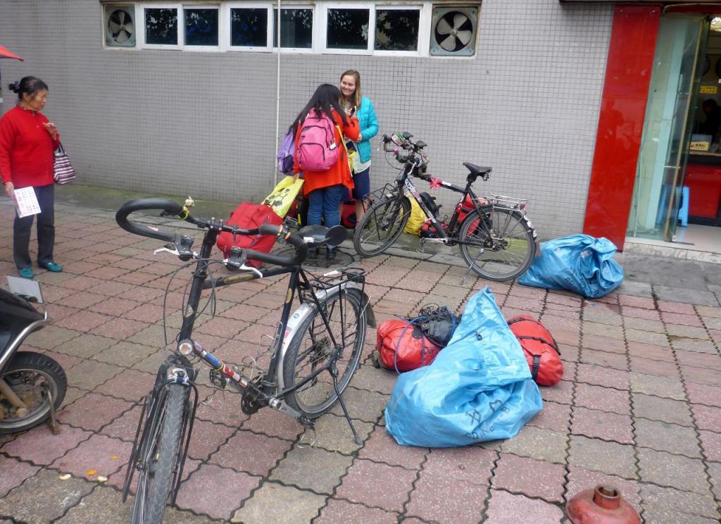 We were very relieved to find our bikes and gear in the Chengdu train station after having forwarded them from Kashgar. 