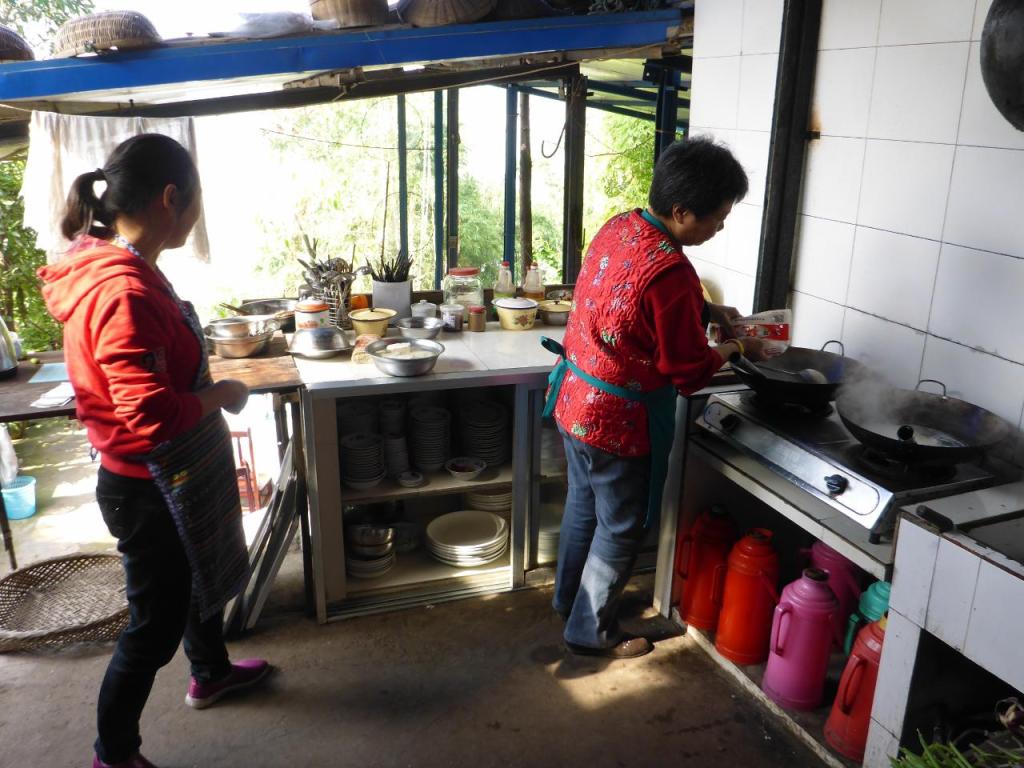 Our lunch chef with the kitchen and dining area overlooking the rivers. 