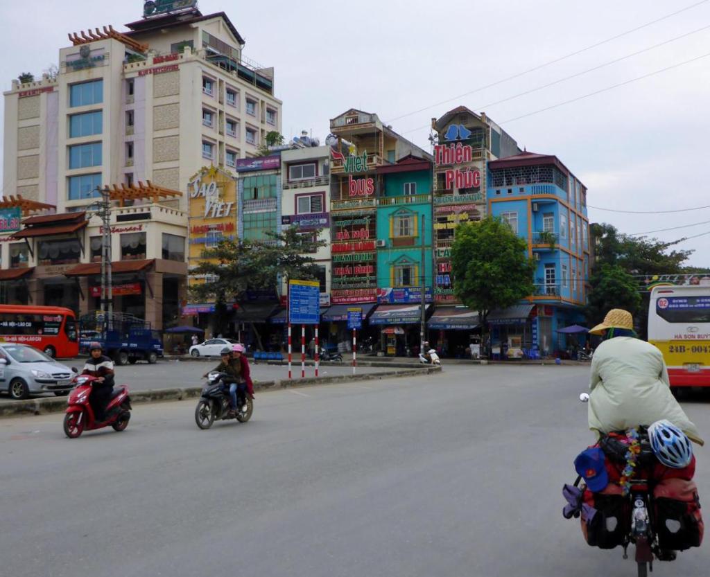 Riding out of Lao Cai border town. 
