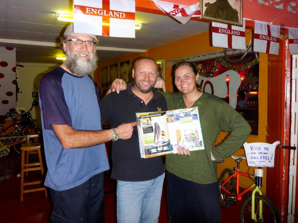 Alan Bate cycled around the world in 106 days. Not something we would do but an interesting way to travel the world nonetheless. He used to race internationally and has quite a museum of bicycles along with posters, gear, and such. 