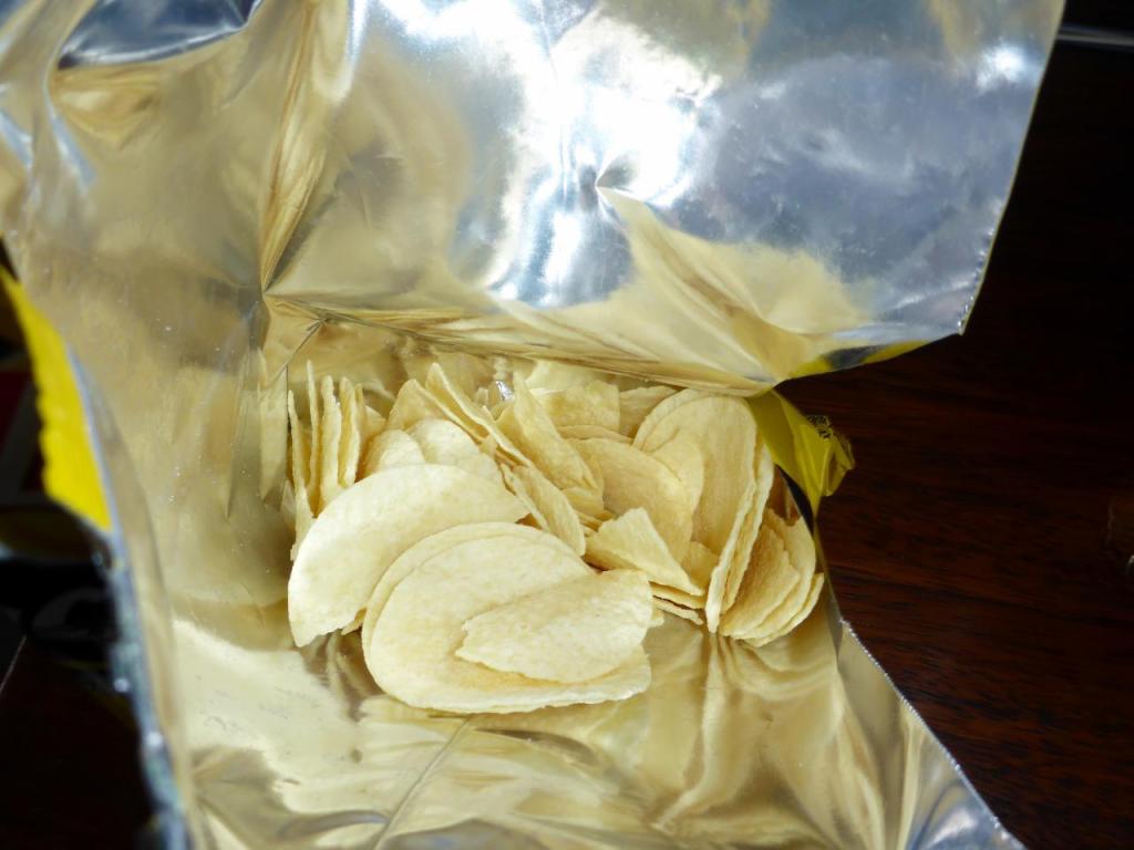 I opened this bag of Lays chips to find this tiny portion in the air inflated bag... 
