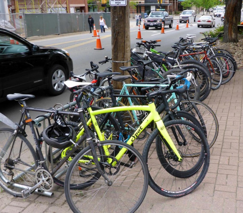 Employee parking at University Bicycles. 