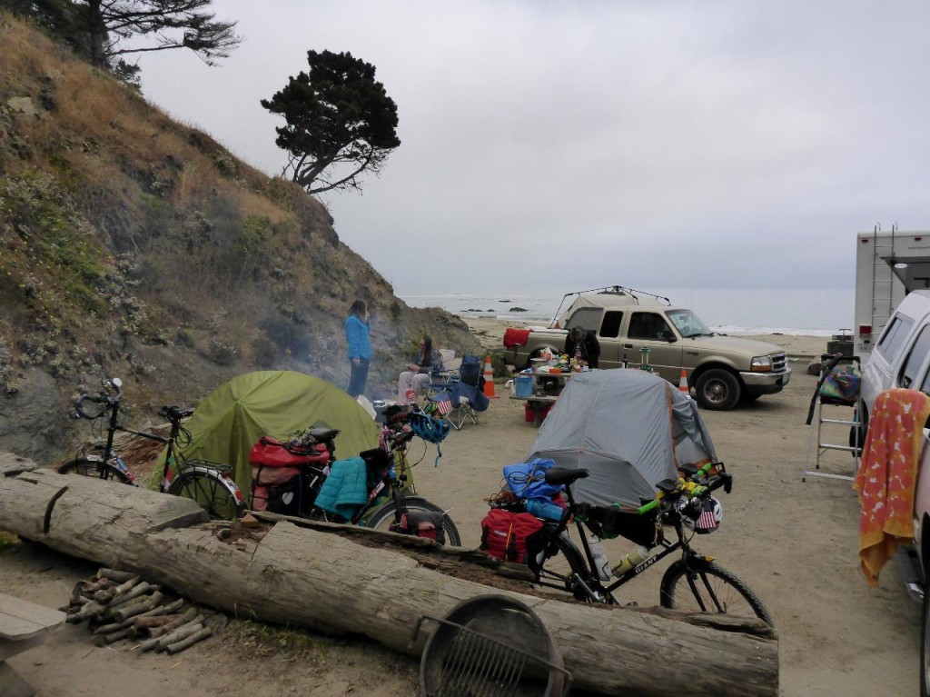 Our campsite at Gualala. We could of had a beachfront site for $11 more but there was an empty beachfront site two down where we put our chairs. 