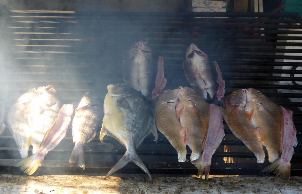 Fish on the grill. 