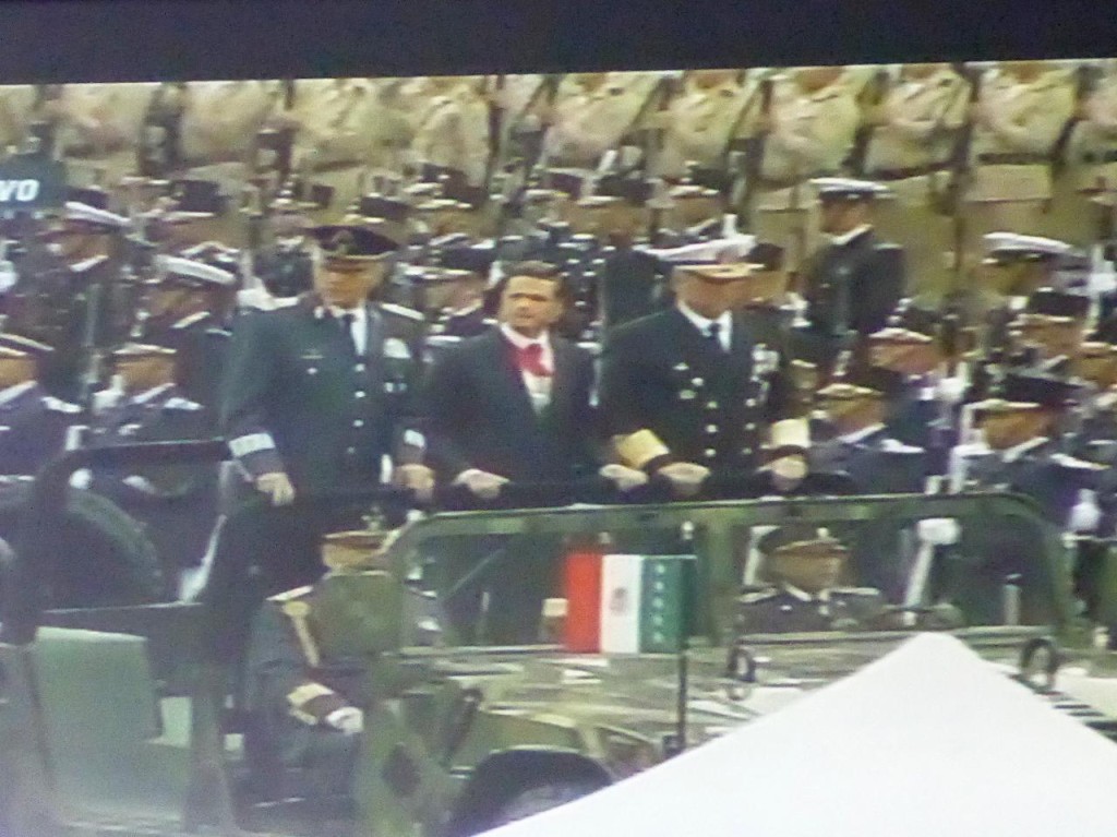 Mexico's president inspecting the troops. 