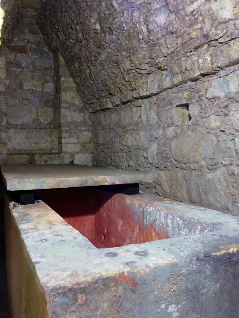 A queen's sarcophagus. The red tint is from the chemical used to preserve her remains. The skeleton is at a university. 