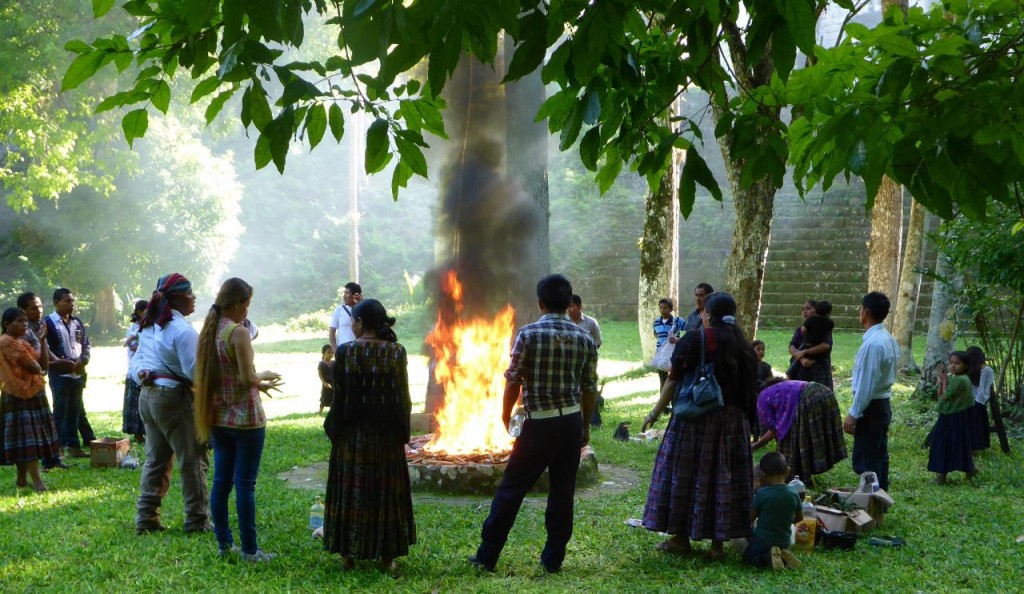 Many Guatemalan highlanders are getting ready to plant their next corn crop. Here they are having a ceremony to have a good crop. When the Mayans planted a new crop the king sat on his throne in a yoga pose praying for 9 days until the corn started. 