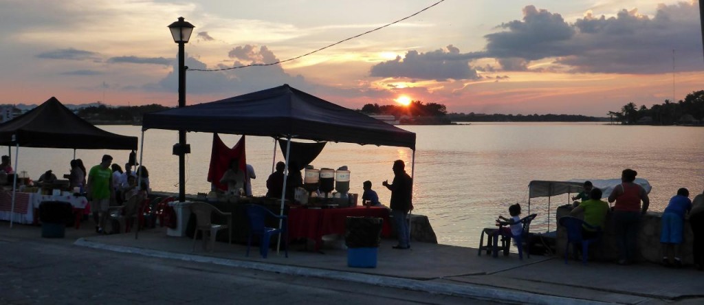 Sunset with street food. 
