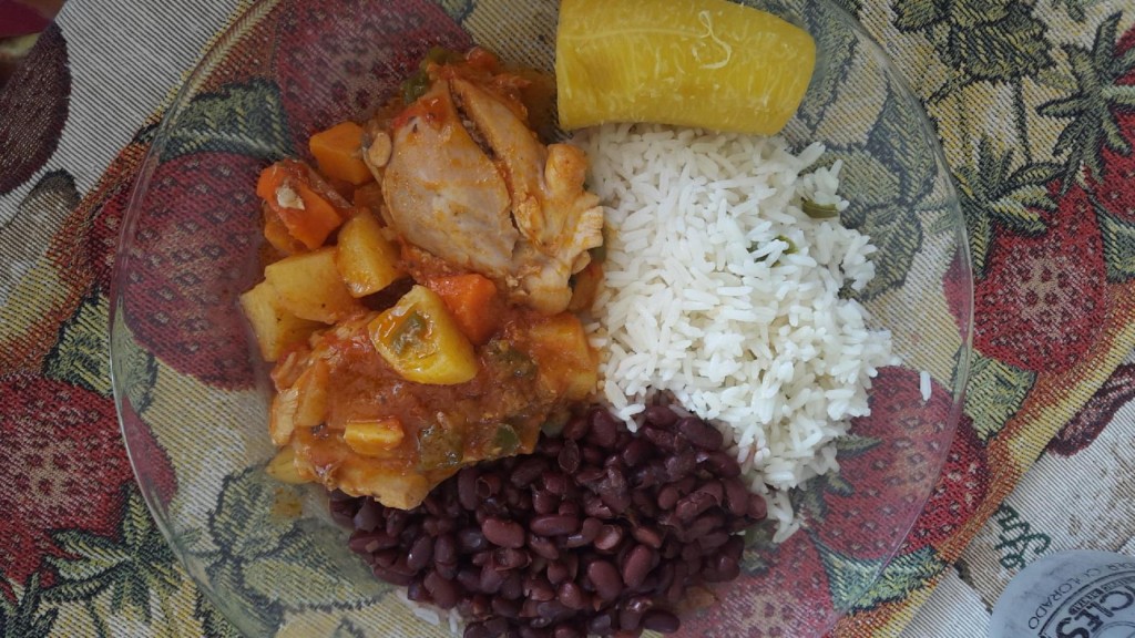 Our home stay provides three meals a day. This is a classic Nicaraguan chicken lunch cooked by Maria. 