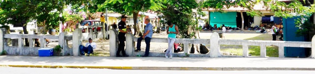 Cuban refuges sleep in the park. The police come by and clear the park out each morning. 