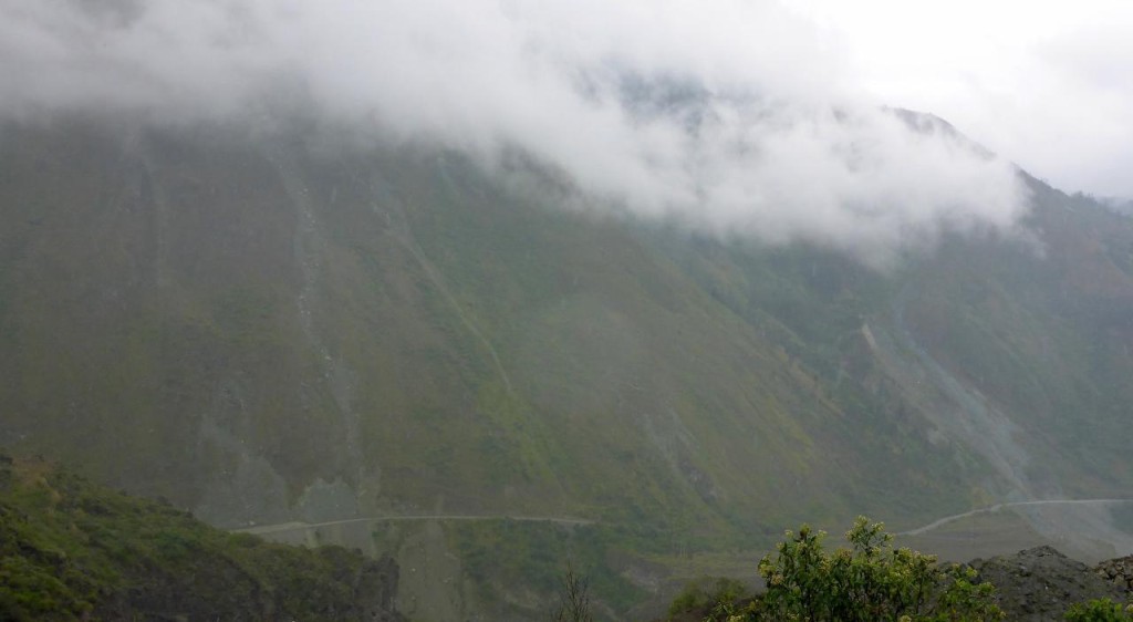 The other side of Volcan Tungurahua where one can see recent lava flows. 
