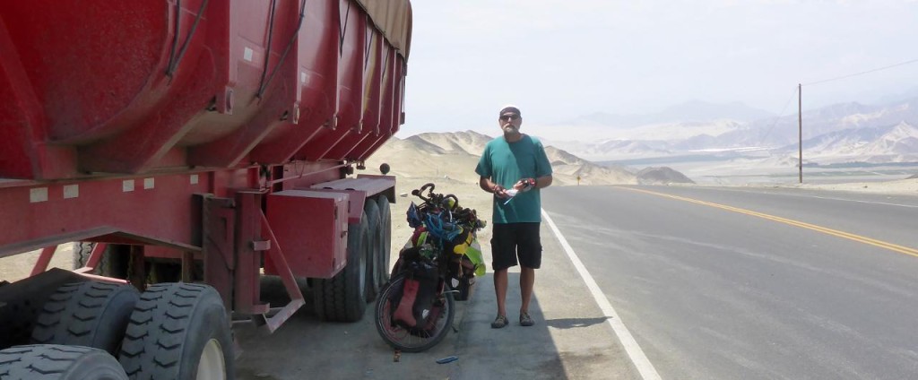 Our Pan-American Highway lunch spot. Thanks to the truck out of the sun and strong headwinds. 