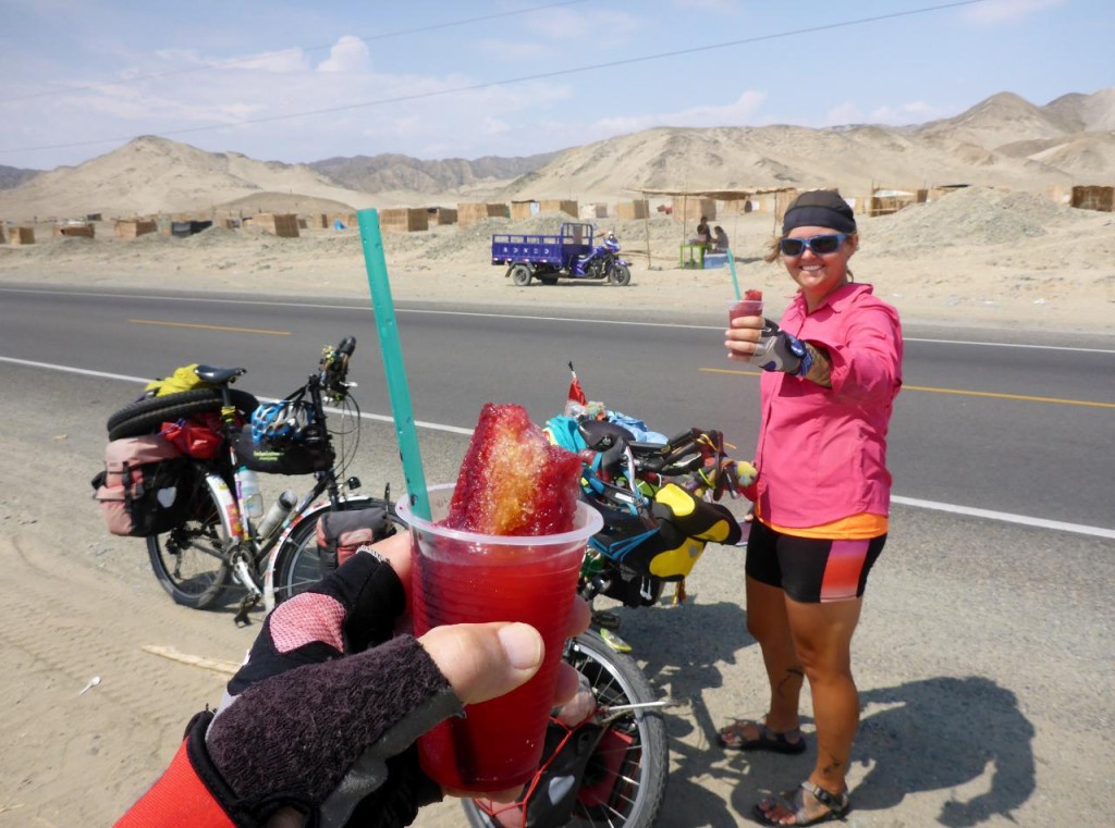 We bought shaved ice in the desert. 