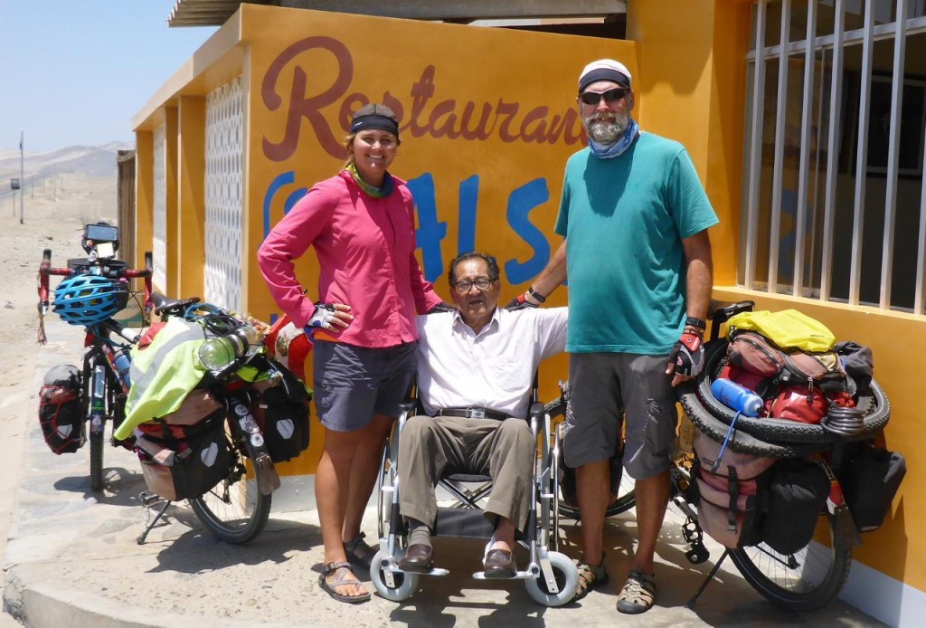 Around lunch time we met Don Clemente who has owned this restaurant for 48 years. When he saw our bikes he immediately took us in for a free lunch while talking about all the world travelers on bicycles, motorcycles, and walking he has met. He has 6 volumes of memories everyone has written to him. Everyone stops at his oasis since it is the only business for miles around. 