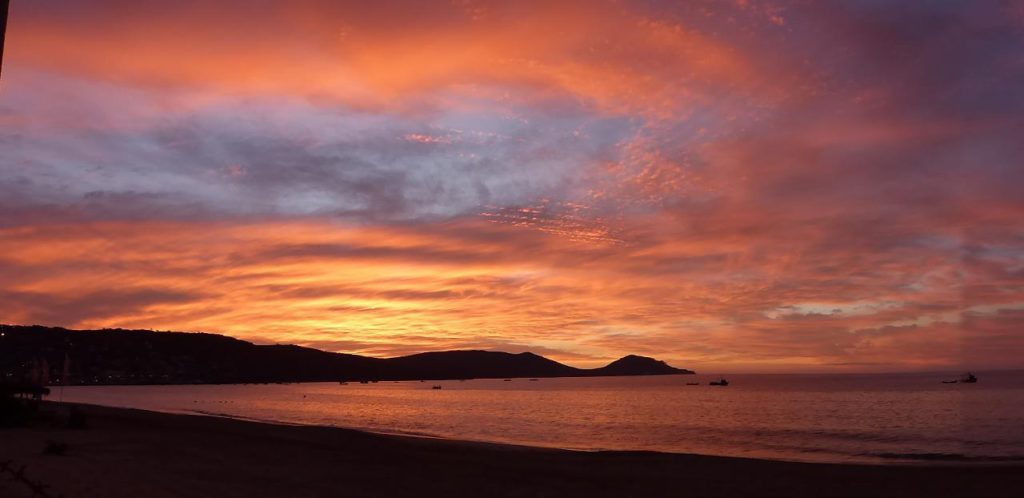 Our view from the cabana. Untouched picture. Chile has the best sunsets of all. 